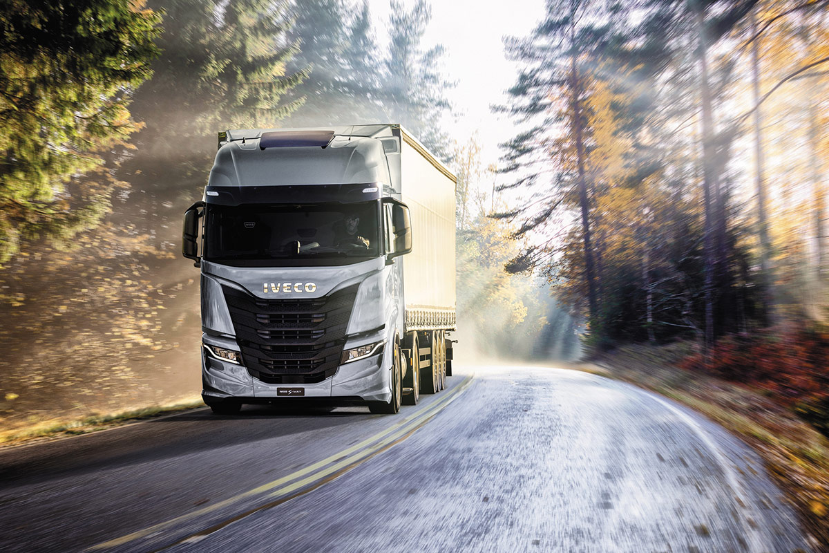 IVECO S-Way driving through forest road