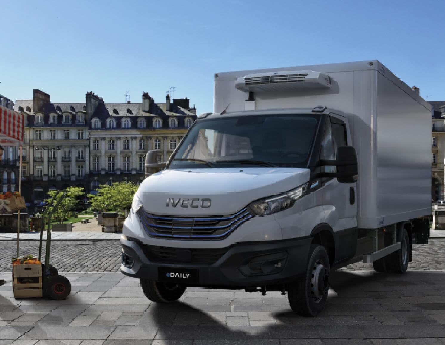 IVECO eDaily parked in town as box van