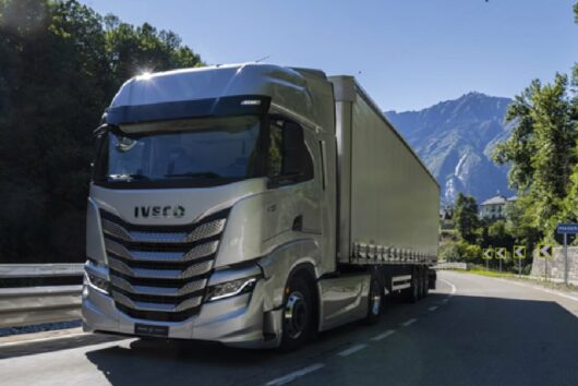 IVECO S-Way natural gas driving down the road