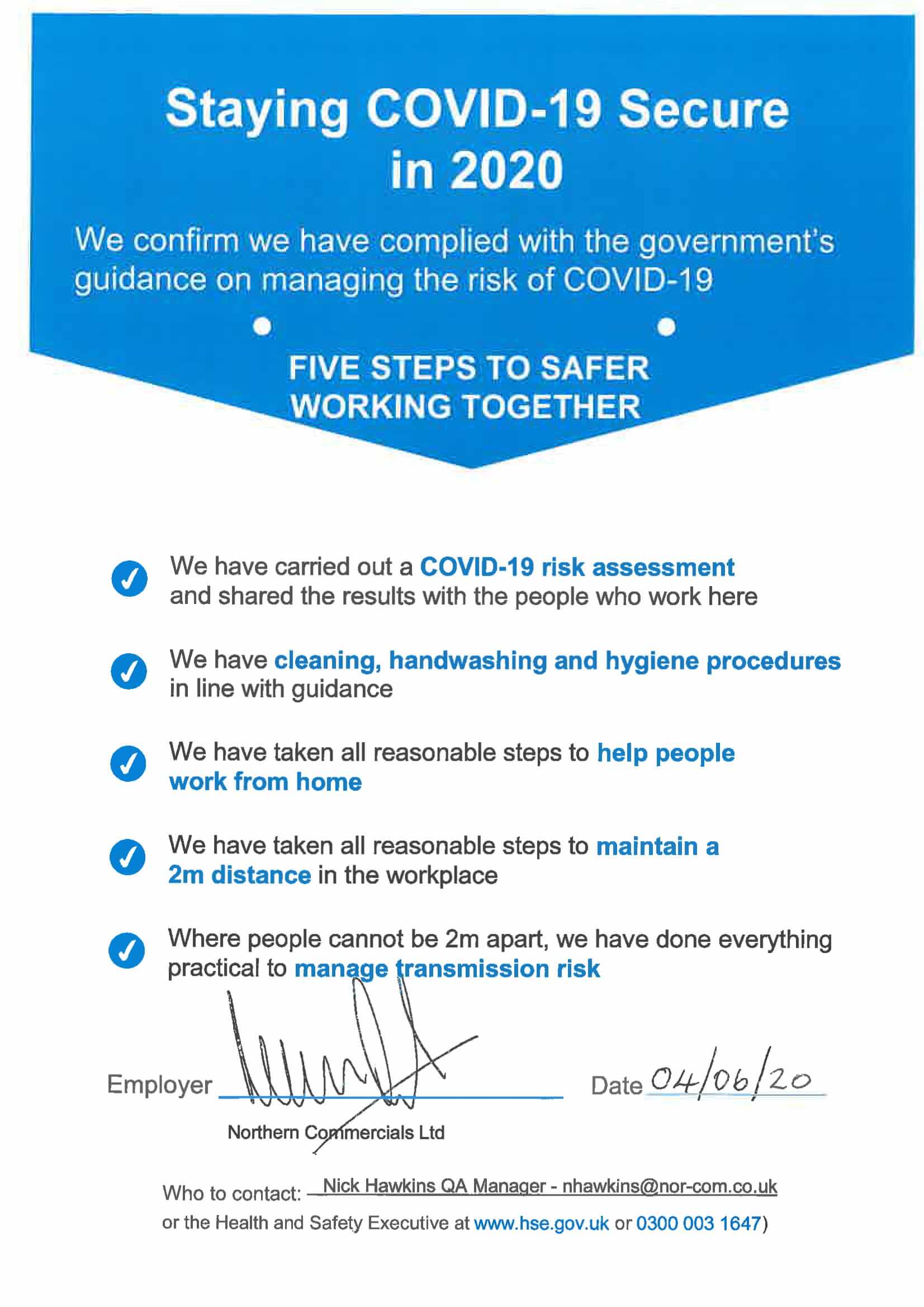 Staying COVID-19 secure in 2020